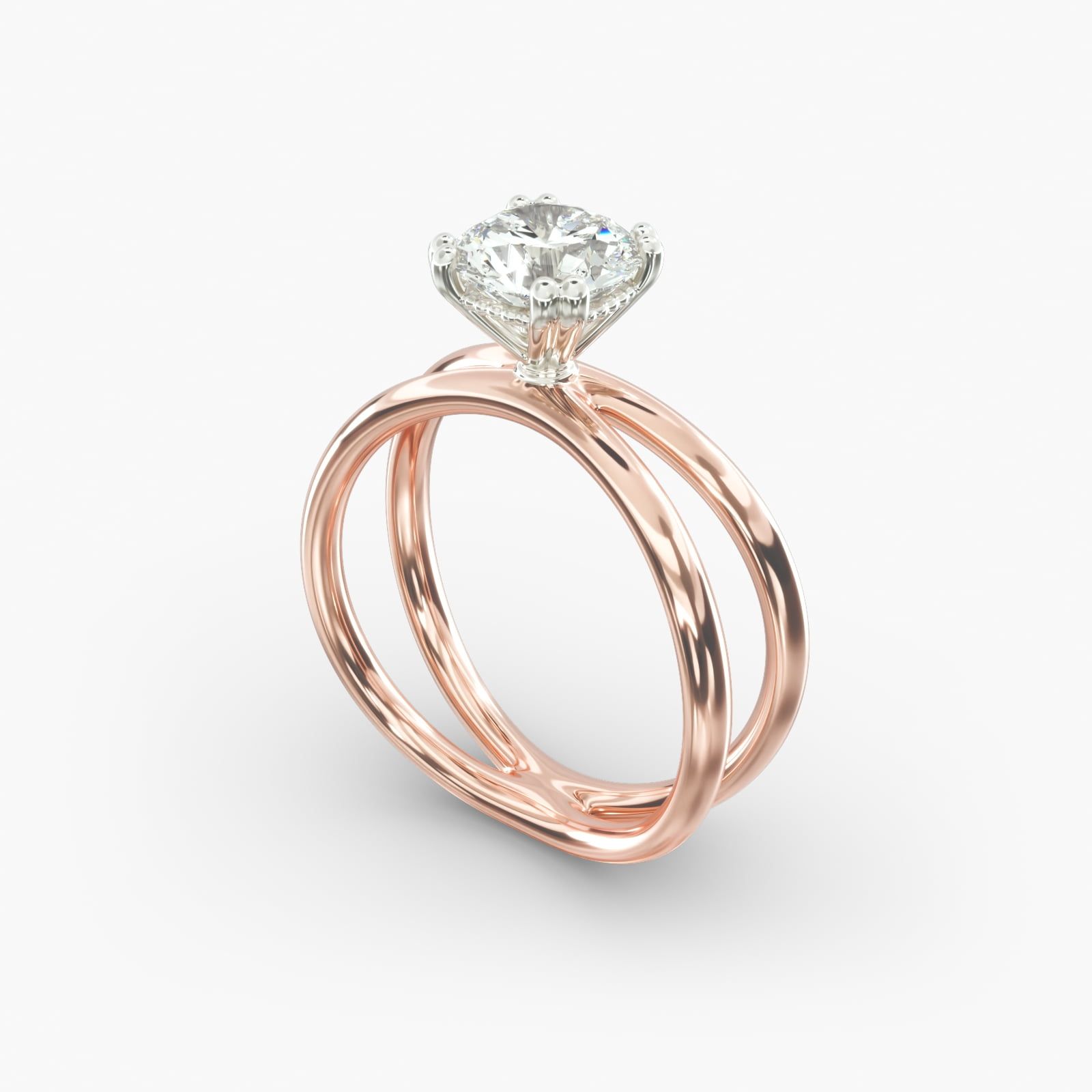 14K Rose Gold Criss Cross Diamond Solitaire 17975r14