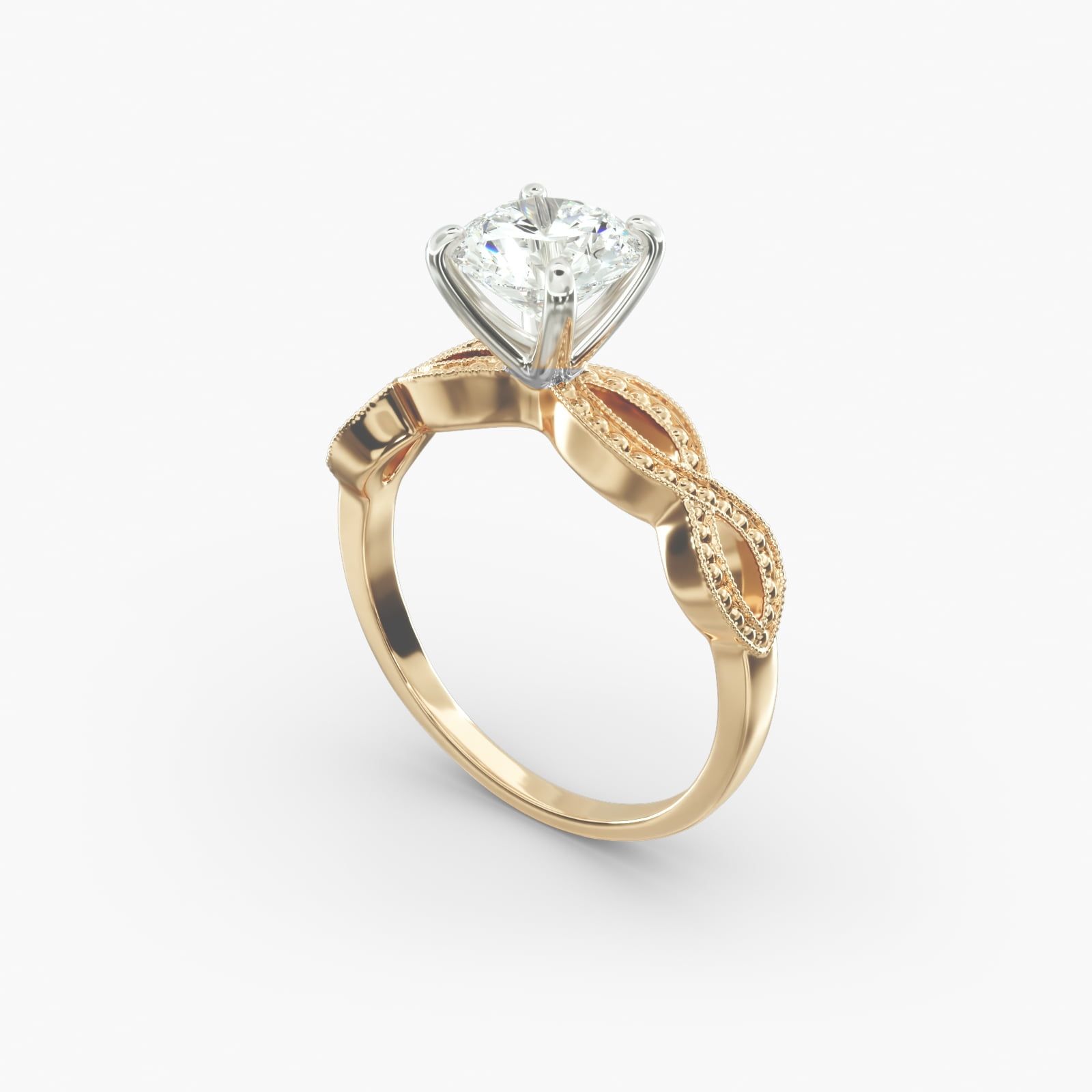 18K Yellow Gold Vintage Infinity Engagement Ring