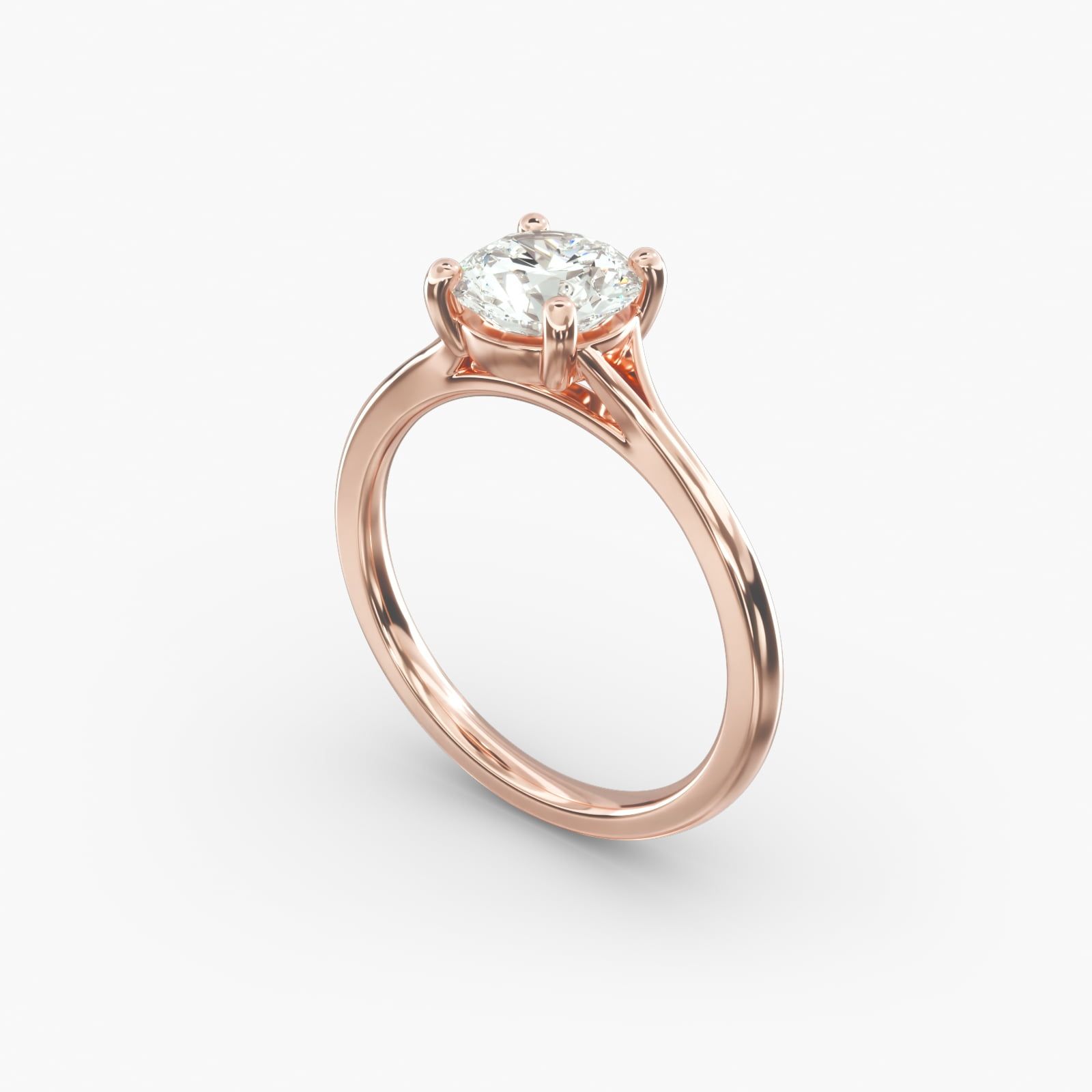 14K Rose Gold Classic Split Shank Solitaire Diamond Engagement Ring