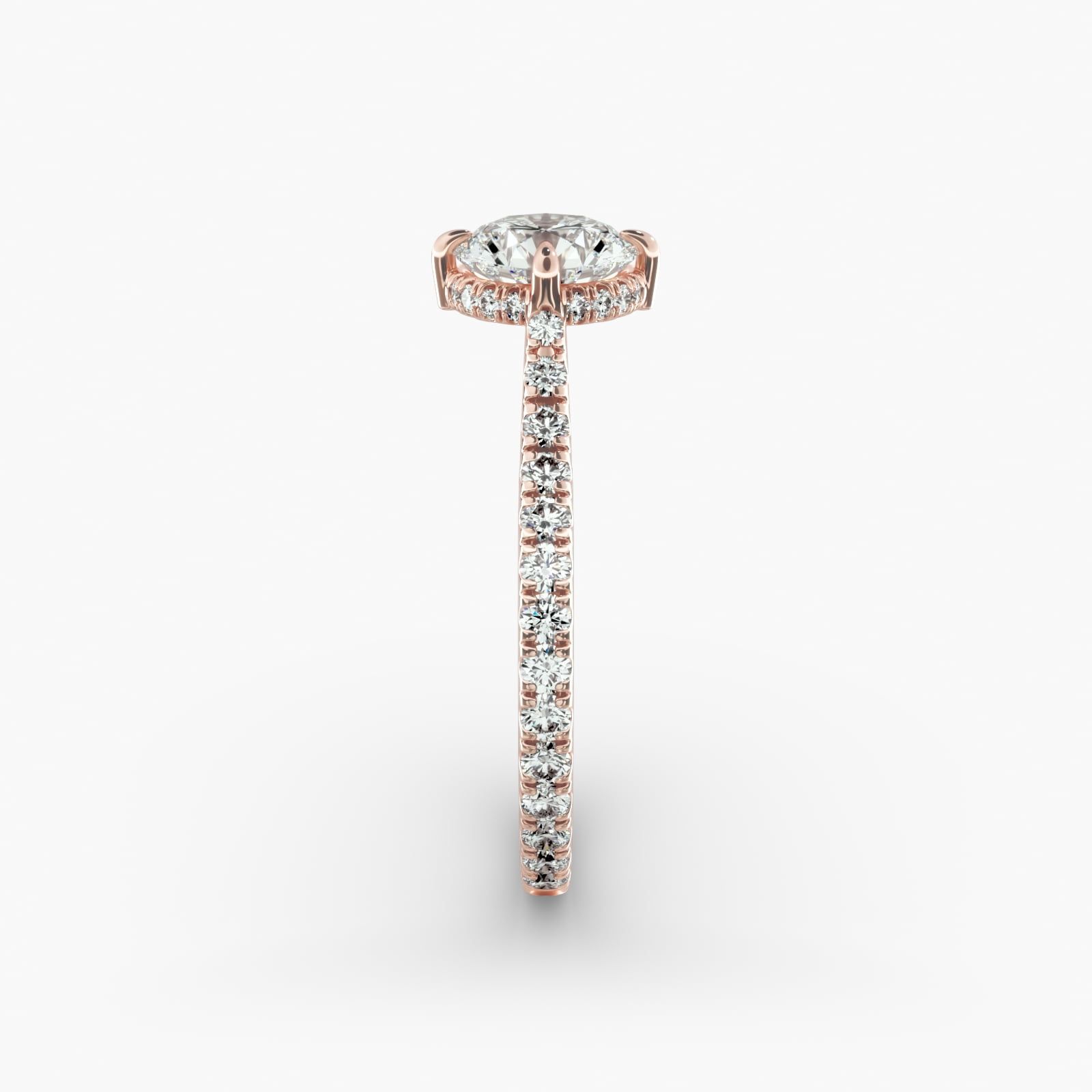 Rose Gold Cathedral Pave Crown Oval Cut Diamond