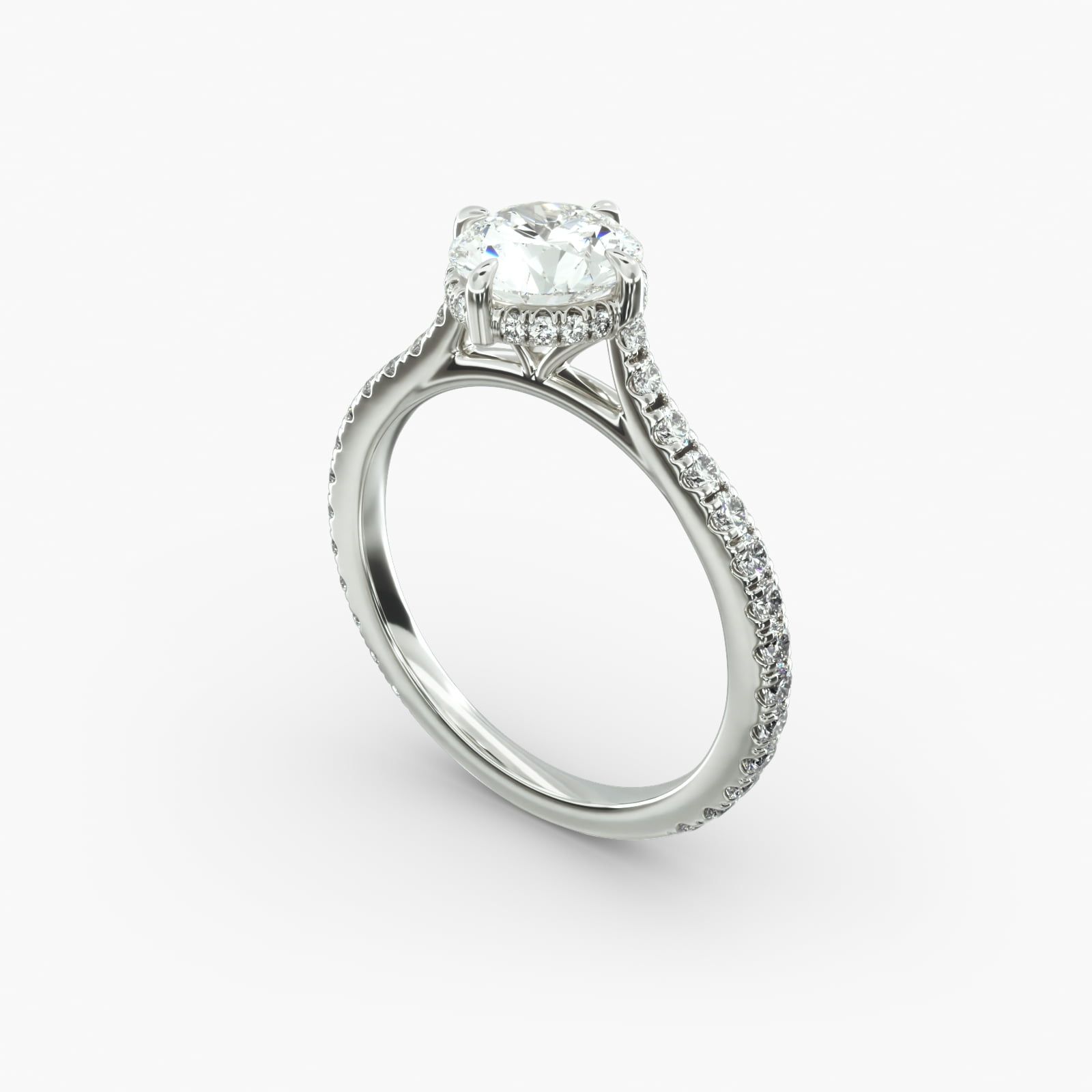 Pave crown diamond engagement ring on sale