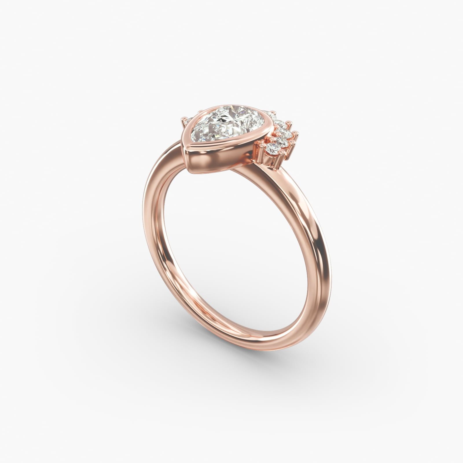 Rose gold pear shaped halo engagement ring online