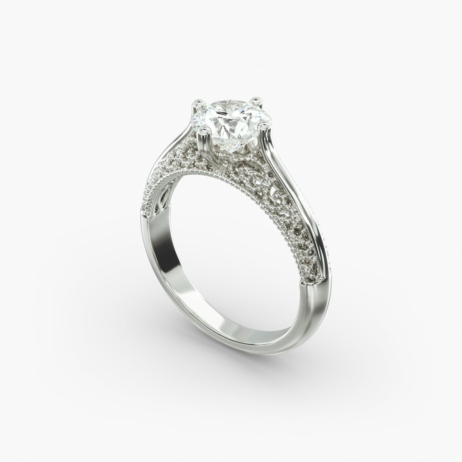 Filigree Cathedral Kite Set Engagement Ring in Platinum 3.00mm Width Band Setting Price