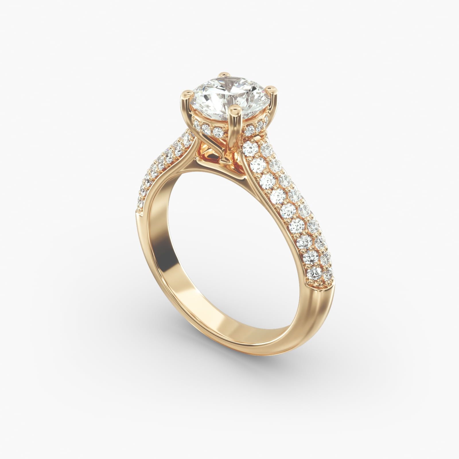Yellow gold cathedral engagement ring discount