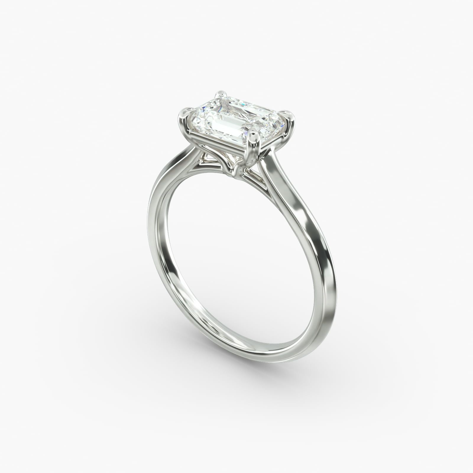 East West Knife Edge Cathedral Engagement Ring in 14K White Gold 1.60mm Width Band Setting Price