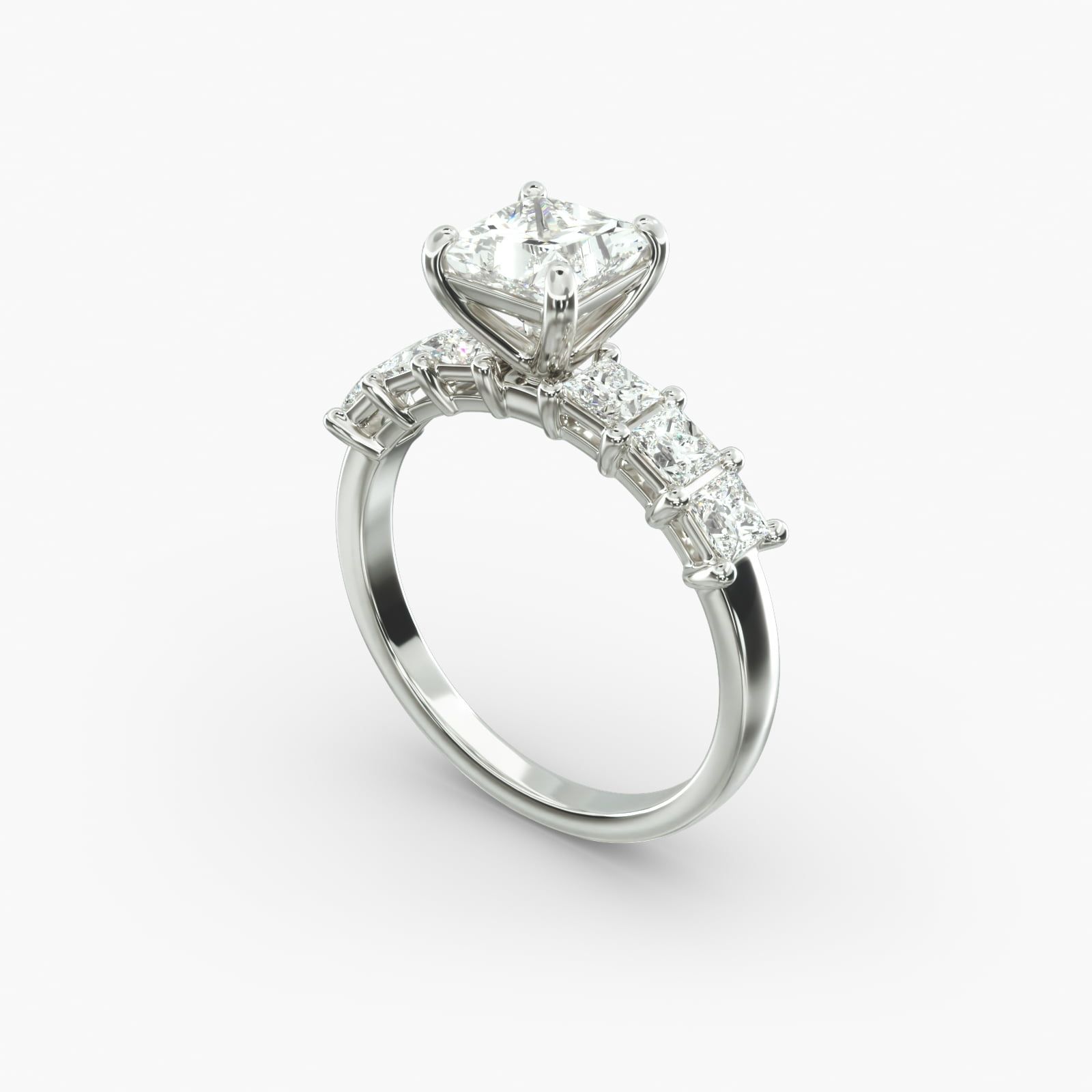 Sideways princess cut engagement ring top