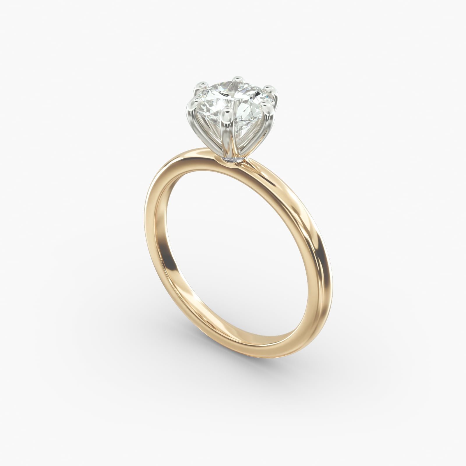 18K Yellow Gold Six Prong Solitaire Engagement Ring 18090y
