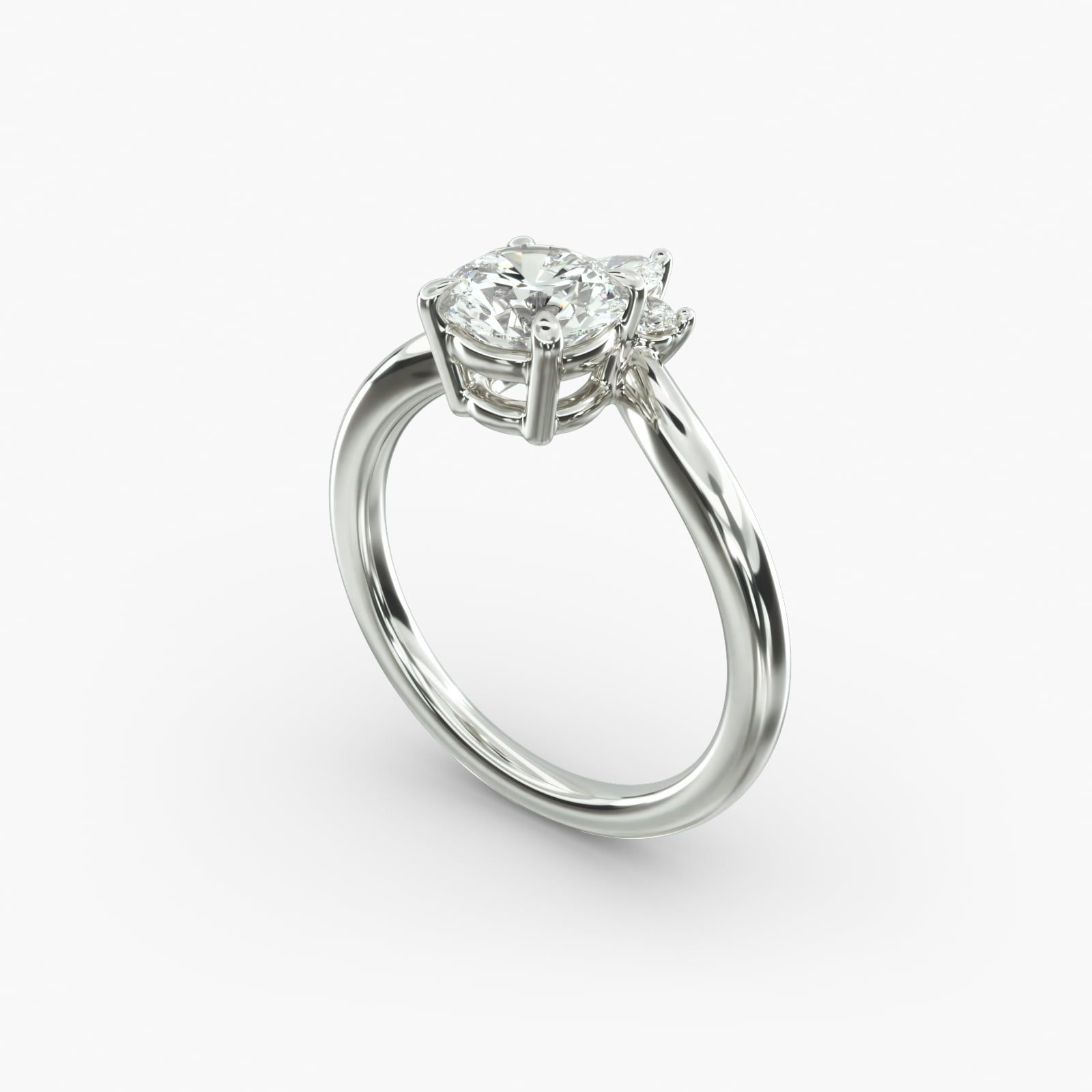 Three Stone Tiara Engagement Ring in 14K White Gold 1.80mm Width Band Setting Price