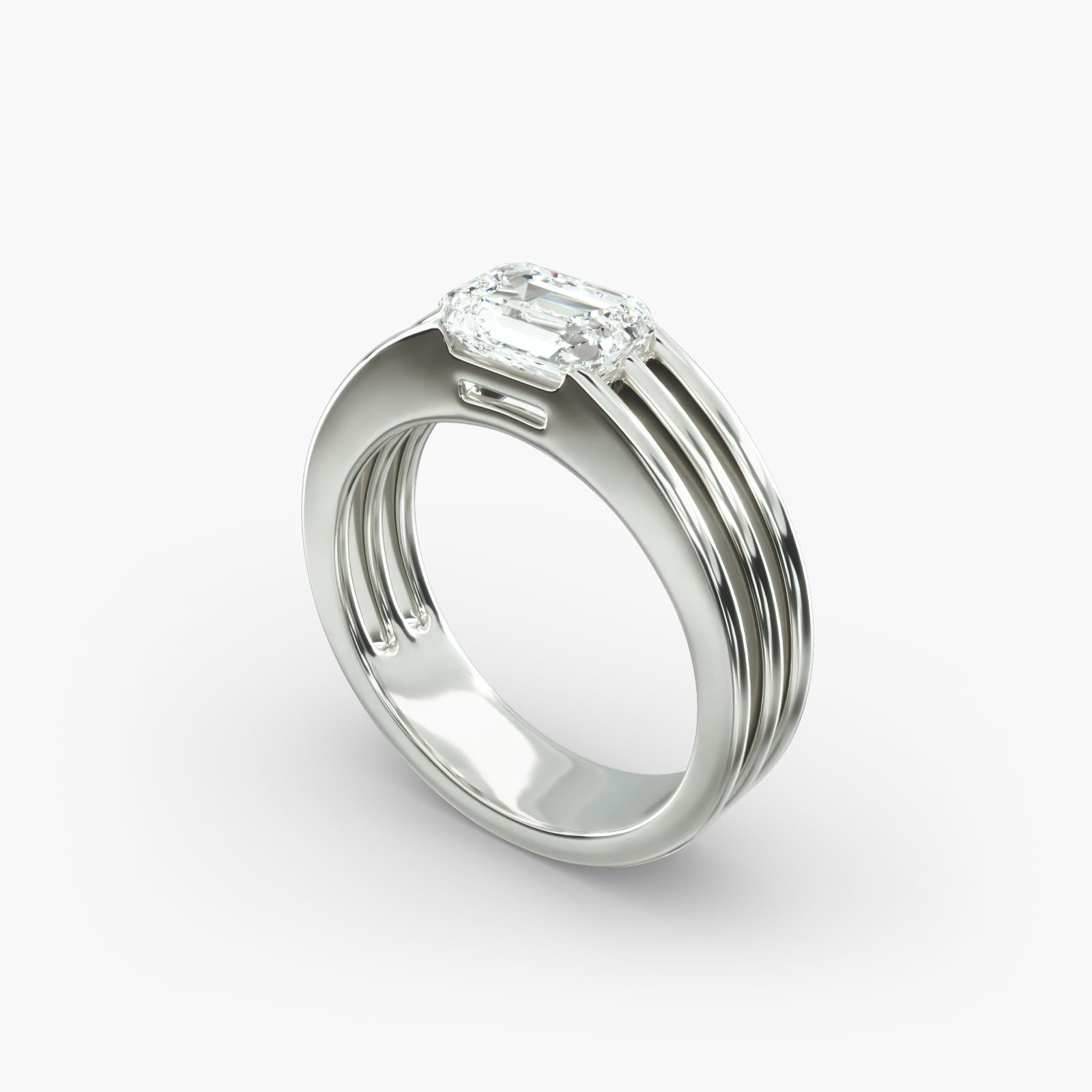 Platinum Ridged Dome Solitaire Engagement Ring