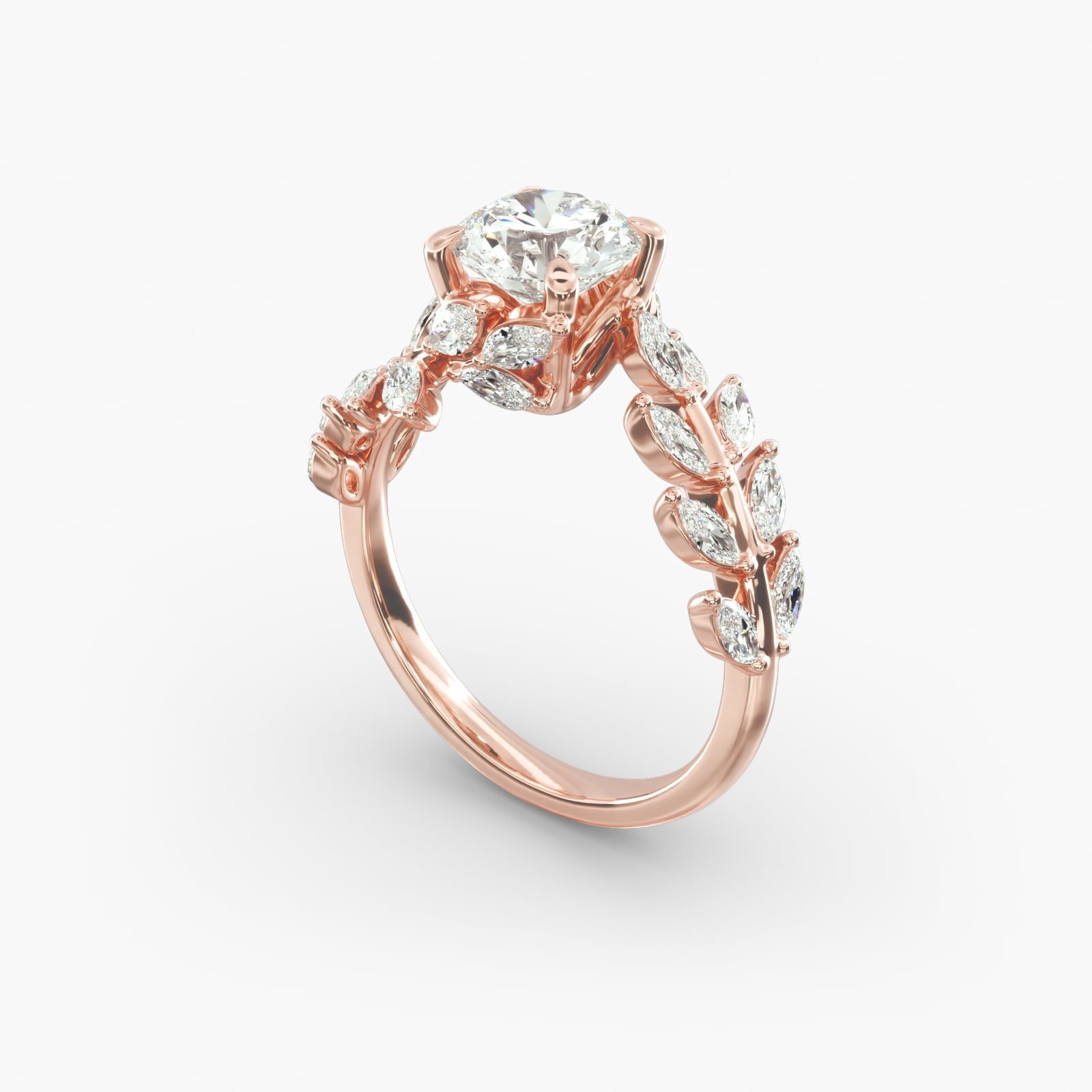 14K Rose Gold Diamond Vine Engagement Ring 18139r14