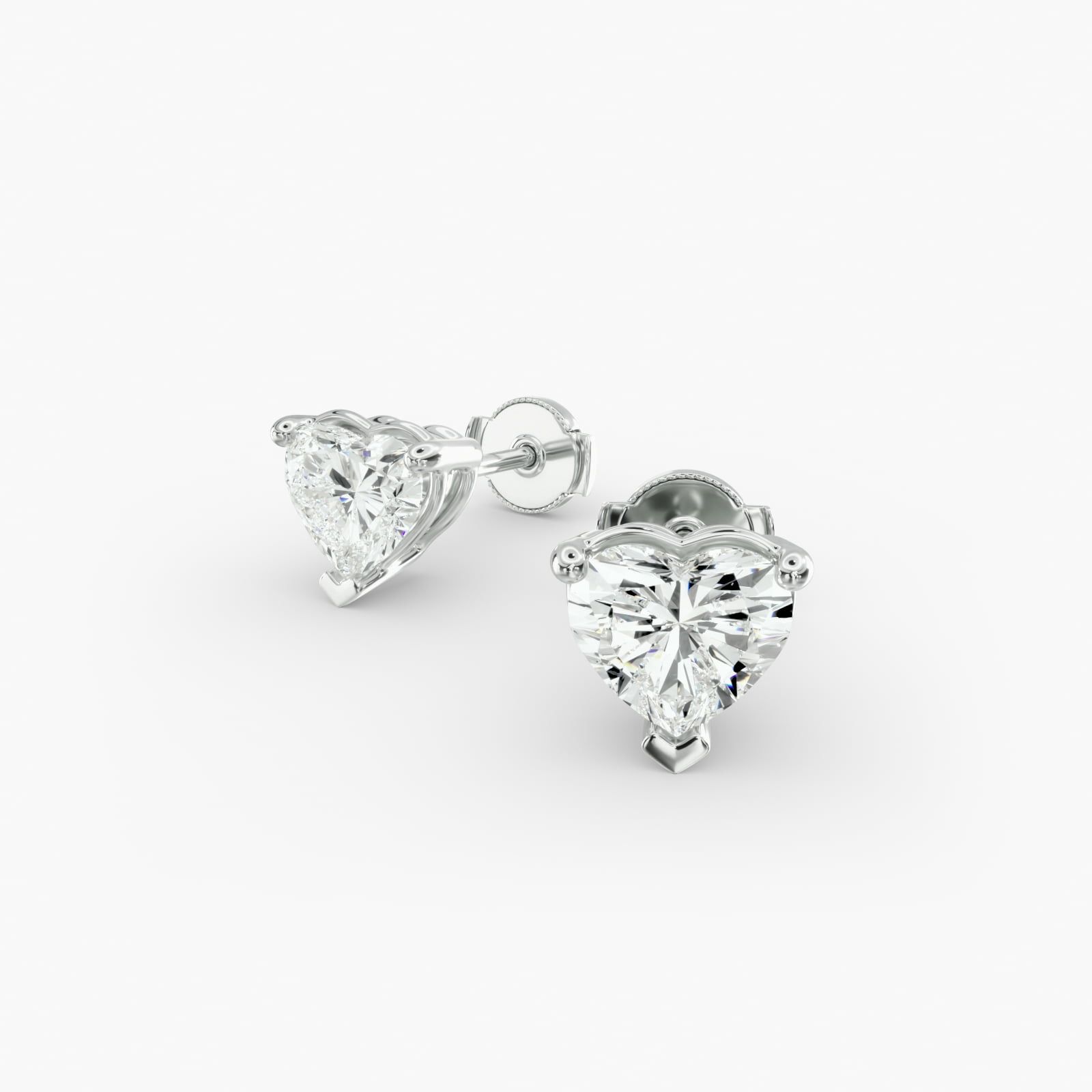 Platinum Heart Shape Diamond Stud Earrings Mounting 89019p