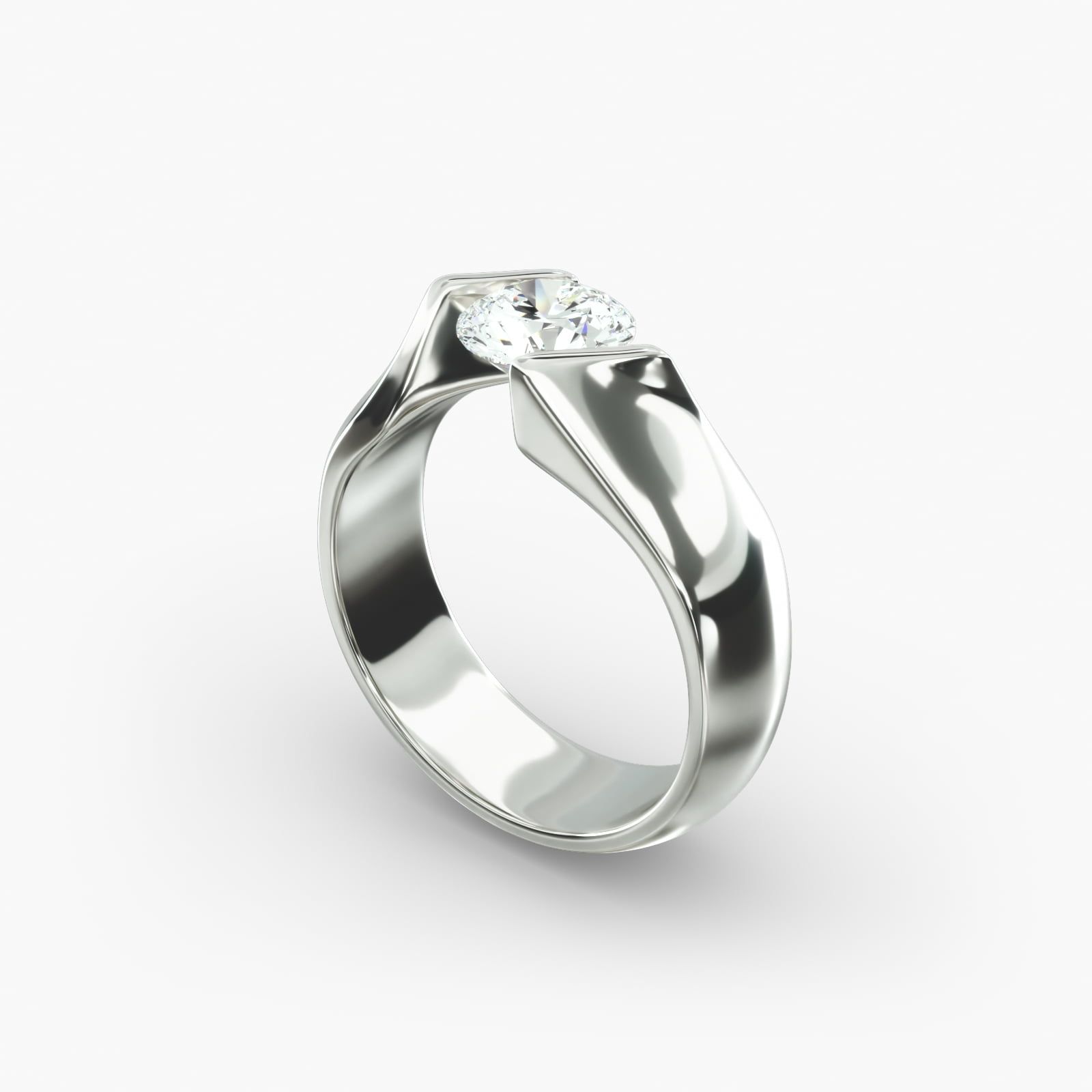 Platinum Contoured Twist Tension Set Engagement Ring
