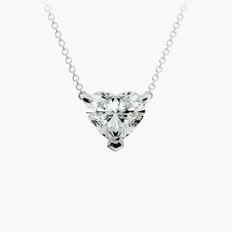 14K White Gold Heart Shape Diamond Solitaire Pendant (Mounting)