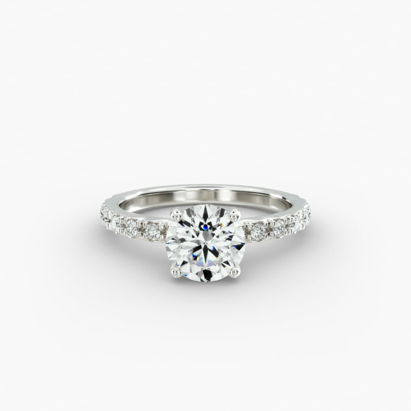 14K White Gold French Cut Pavé Diamond Engagement Ring