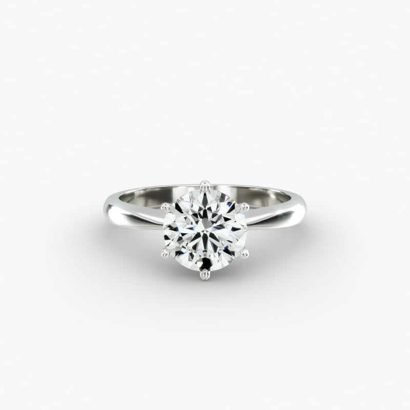 18K White Gold Six Prong Wire Basket Engagement Ring