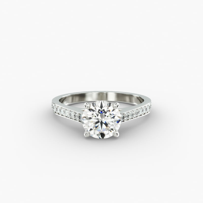 Platinum 2.2mm Pavé Diamond Engagement Ring