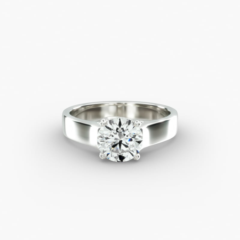 Platinum 3.3mm Cross Prong Solitaire Engagement Ring