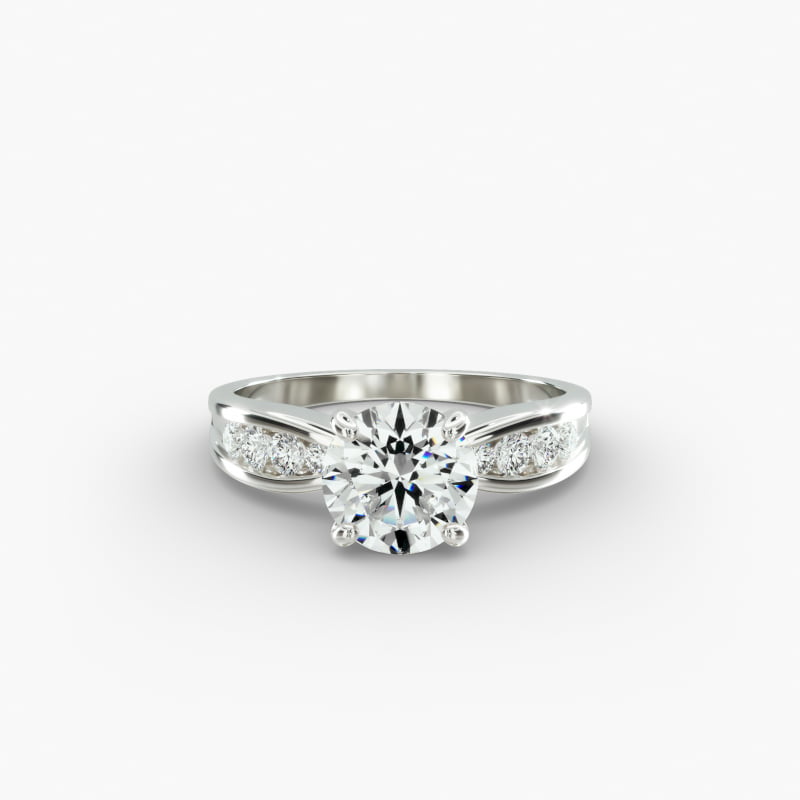 Platinum Bow-Tie Channel Set Diamond Engagement Ring