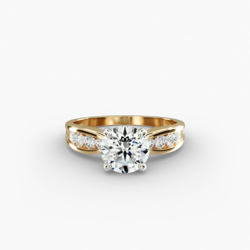 14K Yellow Gold Bow-Tie Channel Set Diamond Engagement Ring