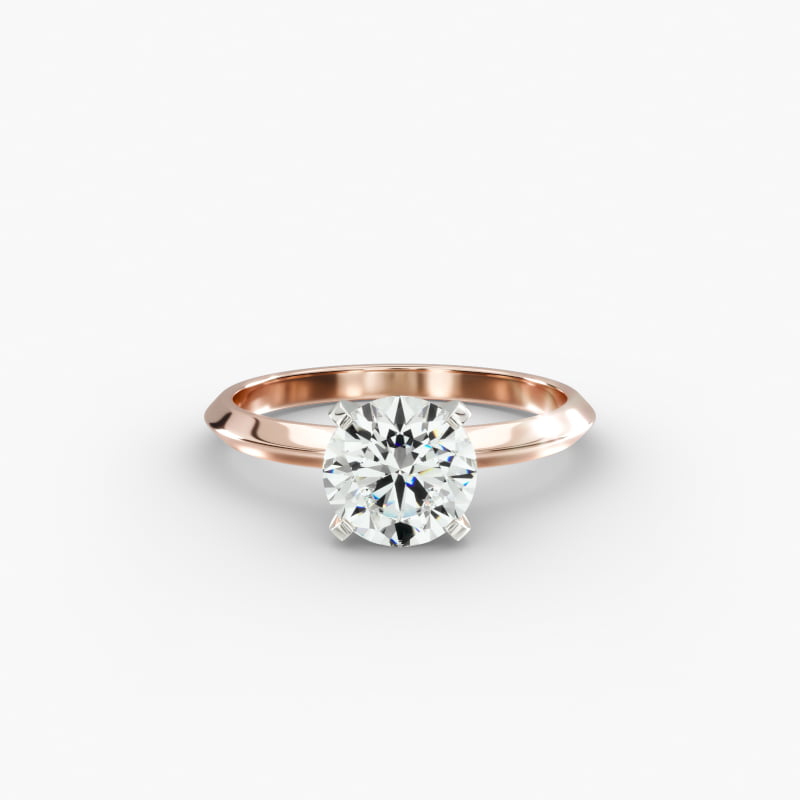 14K Rose Gold 2mm Knife Edge Solitaire Engagement Ring