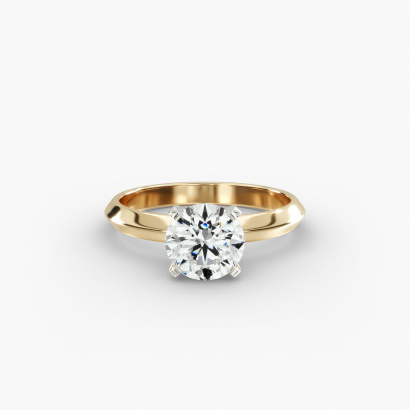 18K Yellow Gold 2.5mm Knife Edge Solitaire Engagement Ring
