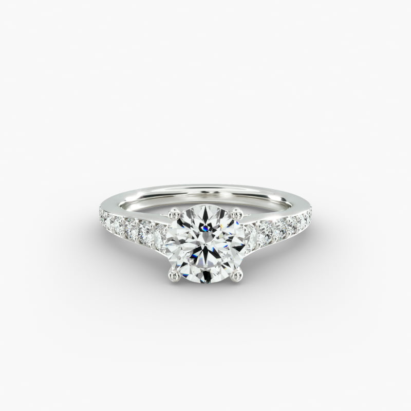Inspired Diamond Pavé Engagement Ring In 14K White Gold