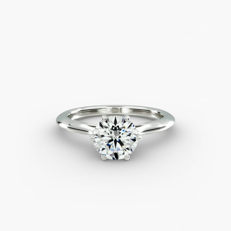 Knife Edge Solitaire Engagement Ring With Intricate Basket In 14K White Gold