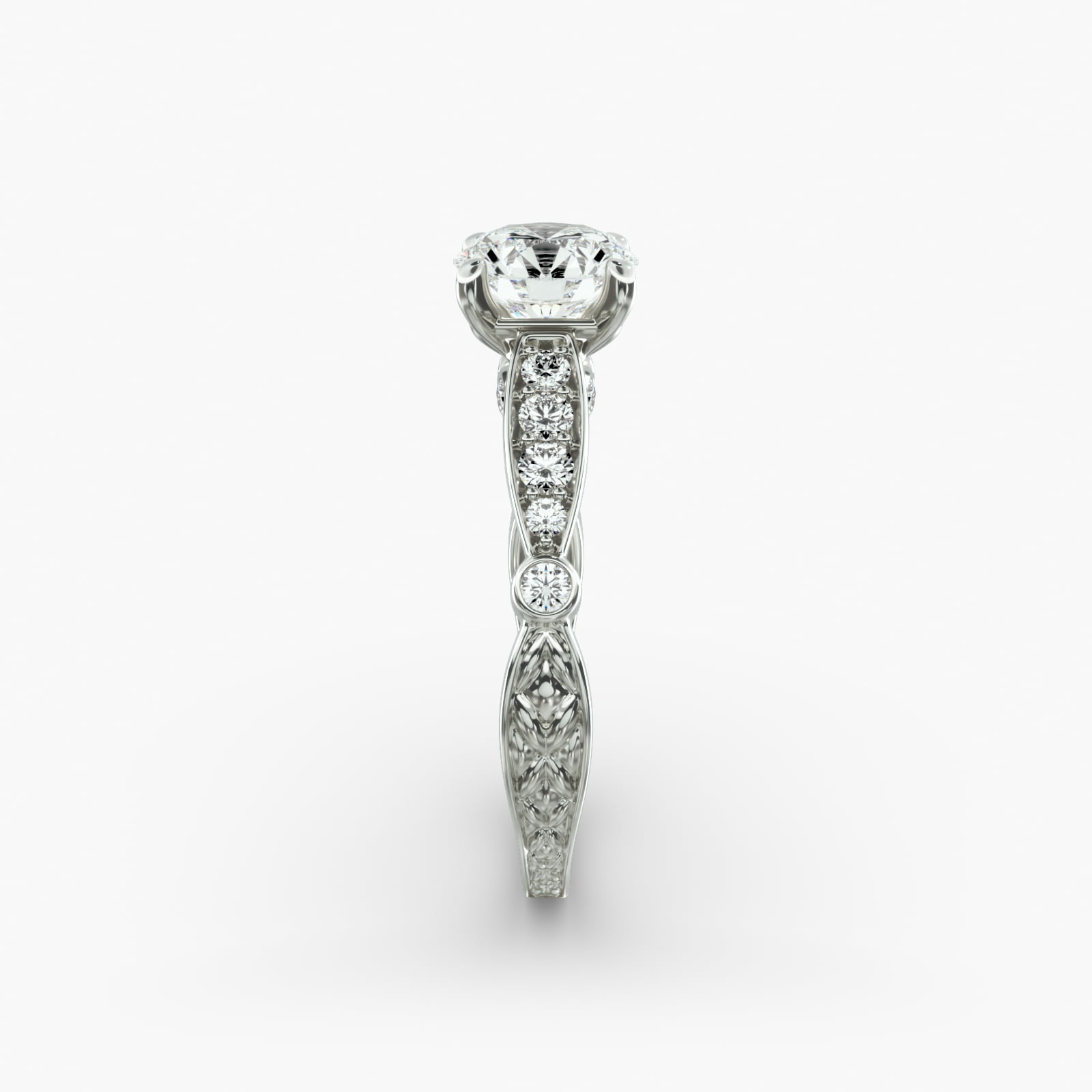 Platinum Embossed Diamond Engagement Ring-17020p