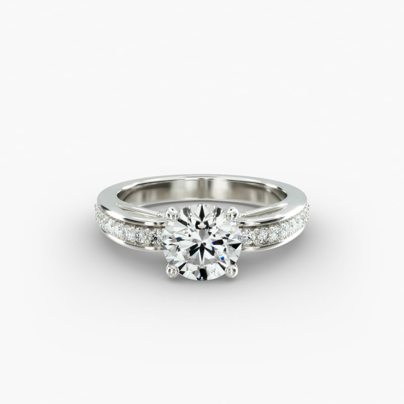 Arched Scroll Vintage-Style Engagement Ring In 14K White Gold