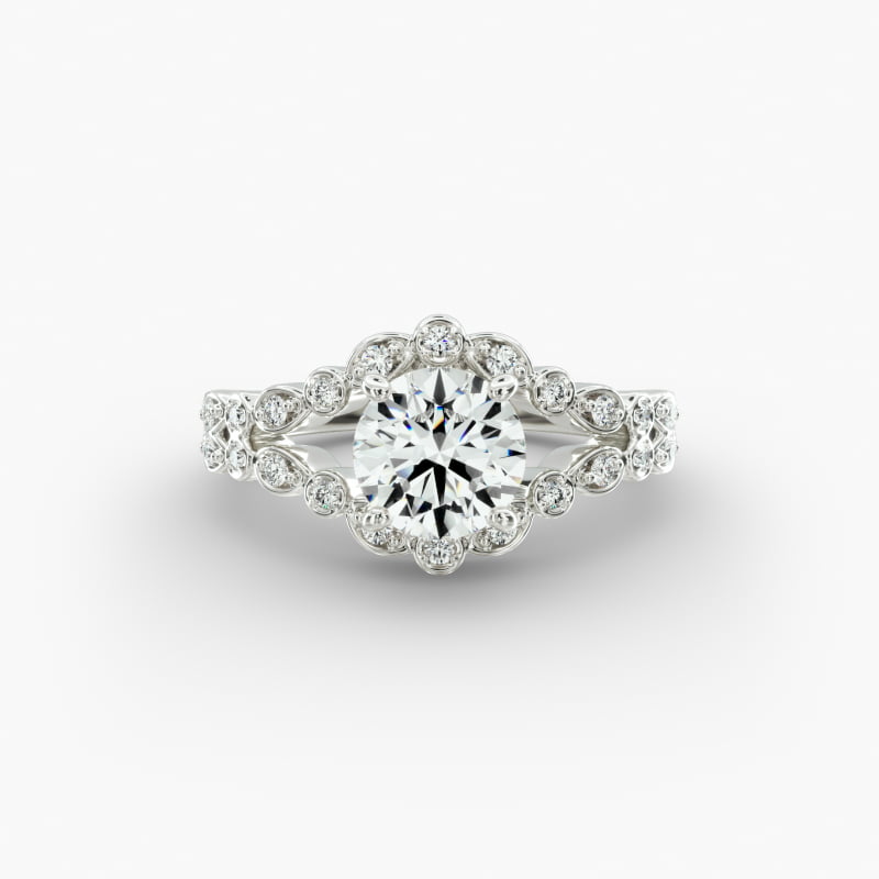 14K White Gold Alternating Shapes Open Split Shank