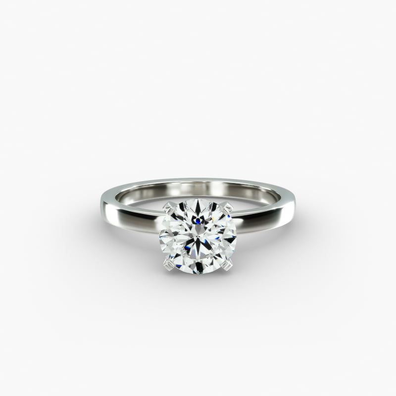 14K White Gold 2mm Comfort Fit Solitaire Engagement Ring