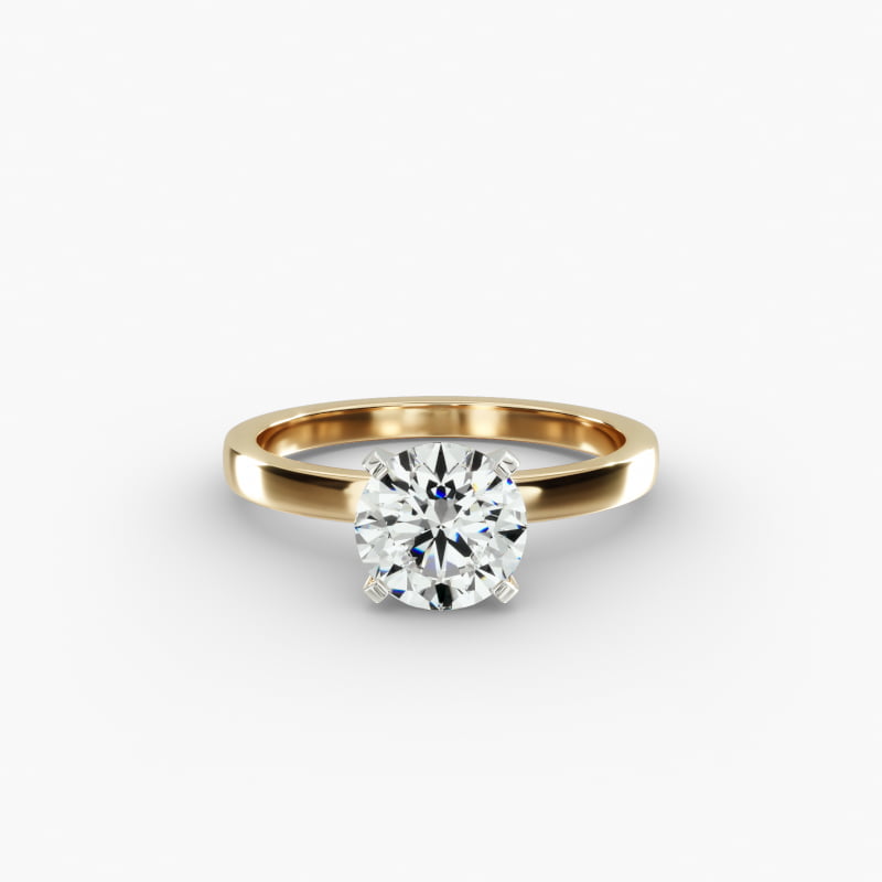 14K Yellow Gold 2mm Comfort Fit Solitaire Engagement Ring