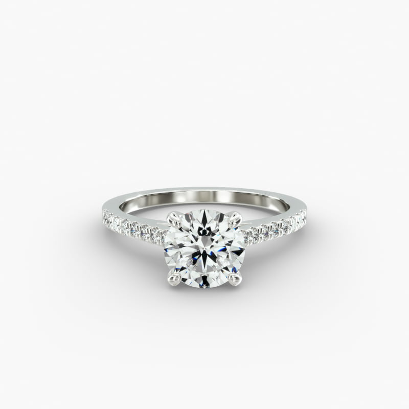 14K White Gold Petite Pavé Cathedral Engagement Ring