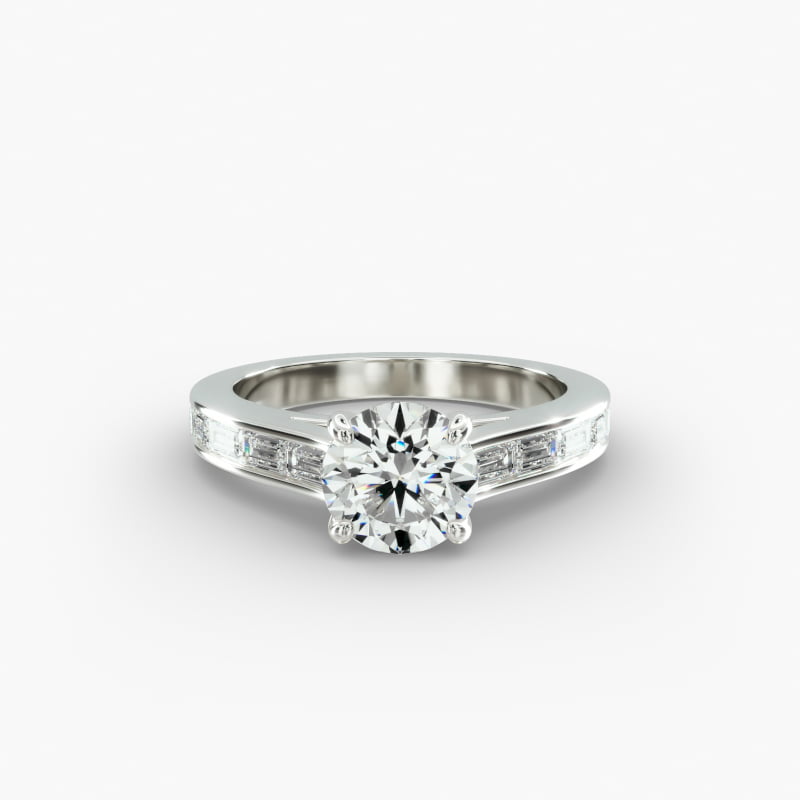 14K White Gold Baguette Diamond Engagement Ring