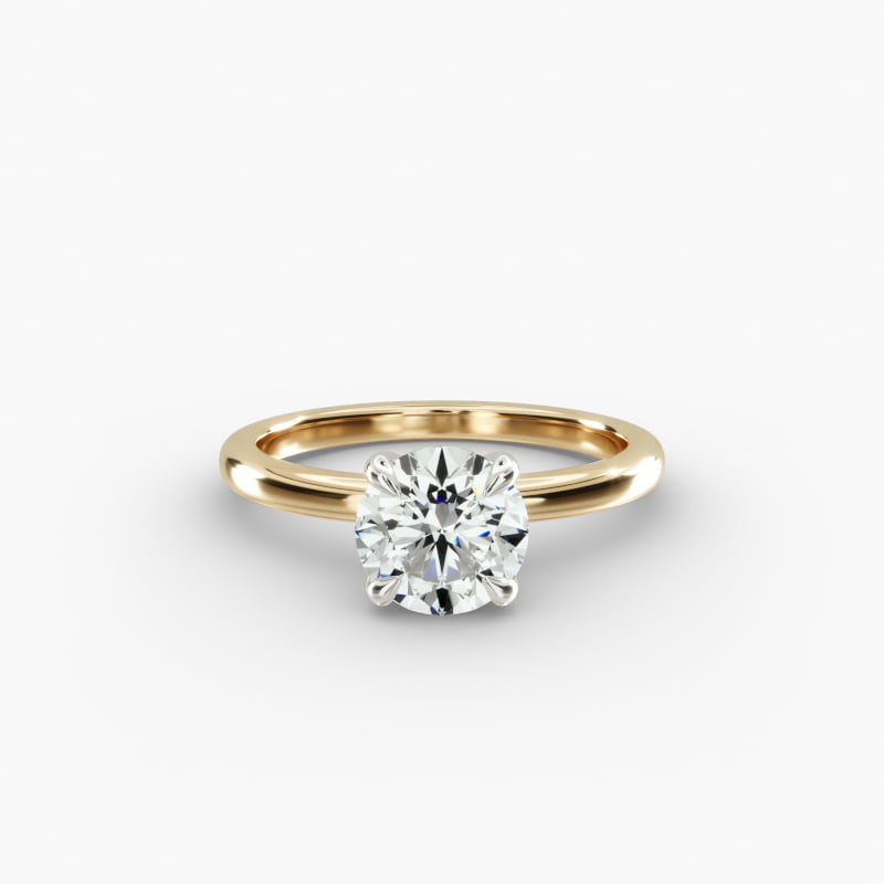 14K Yellow Gold Claw Prong Solitaire Engagement Ring (Flush Fit)