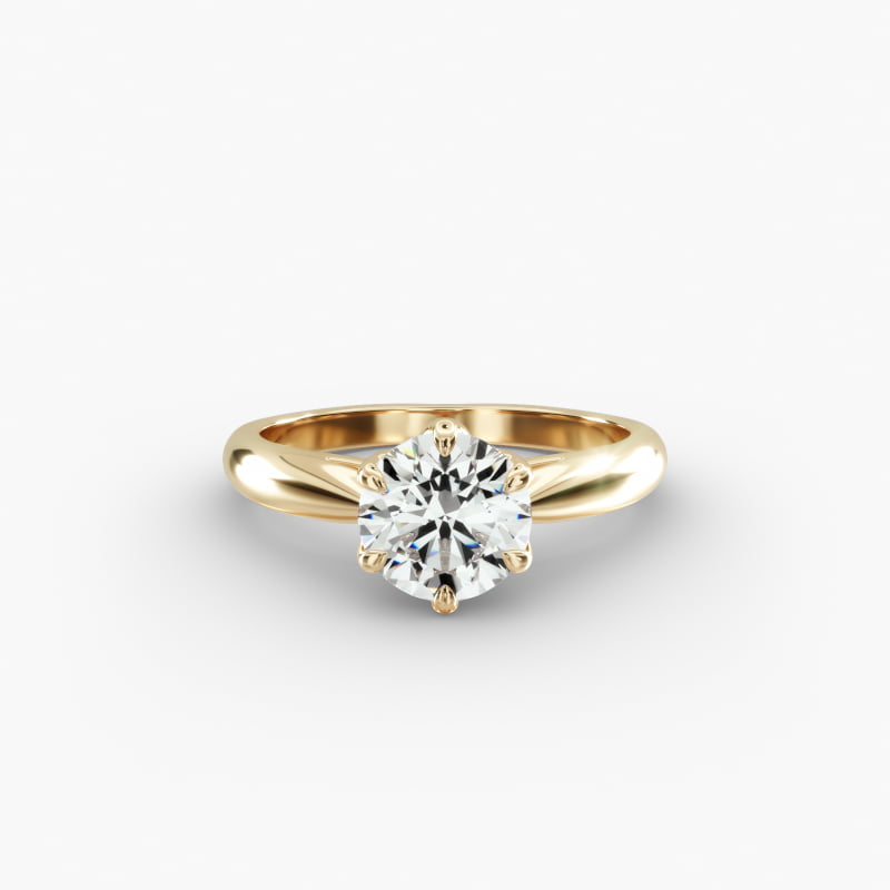 14K Yellow Gold Modern Tulip Diamond Engagement Ring