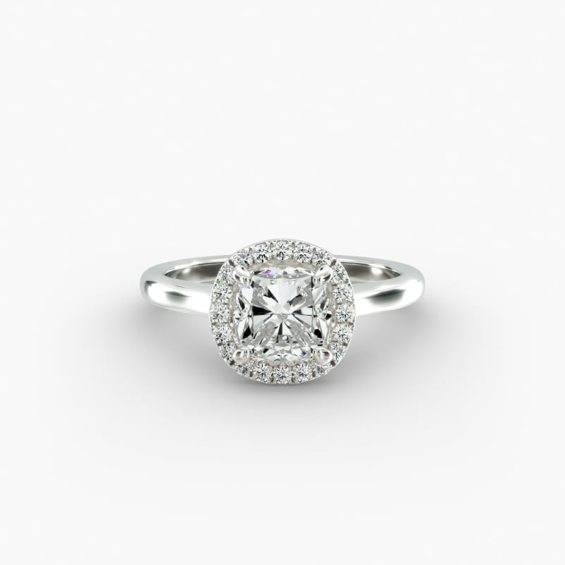 Platinum Pavé Halo Diamond Engagement Ring (Cushion , Radiant, Emerald )