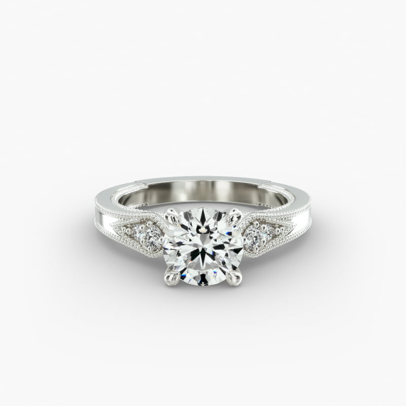 14K White Gold Paisley Surprise Engagement Ring