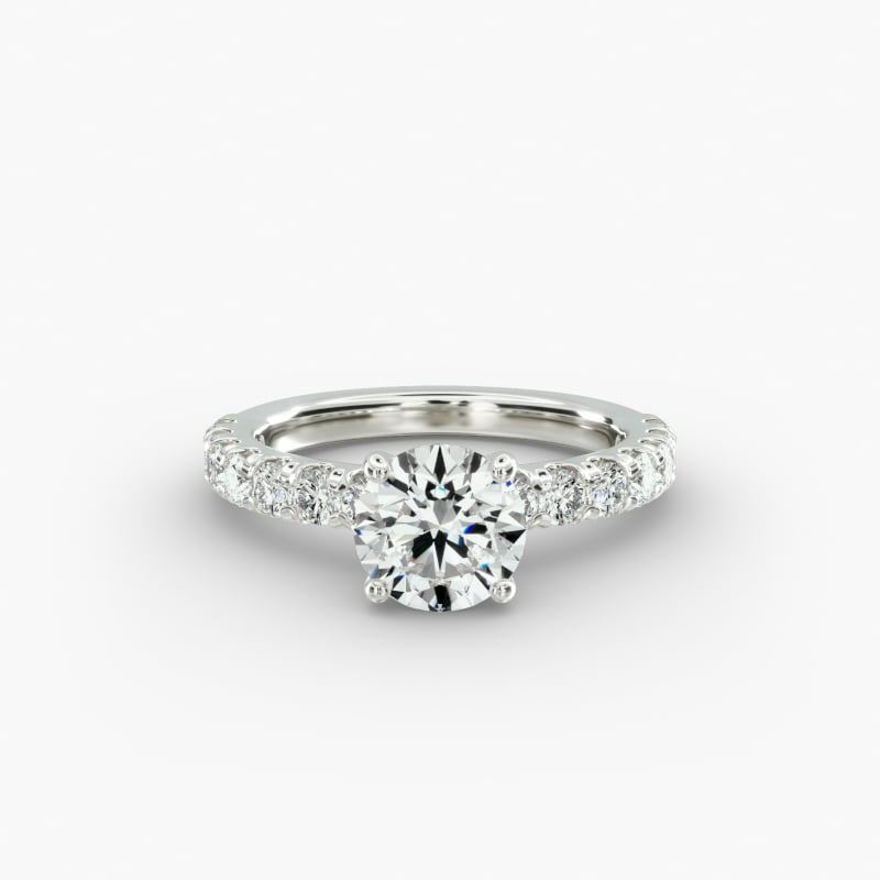 Cut Down Pavé Diamond Engagement Ring In 14K White Gold