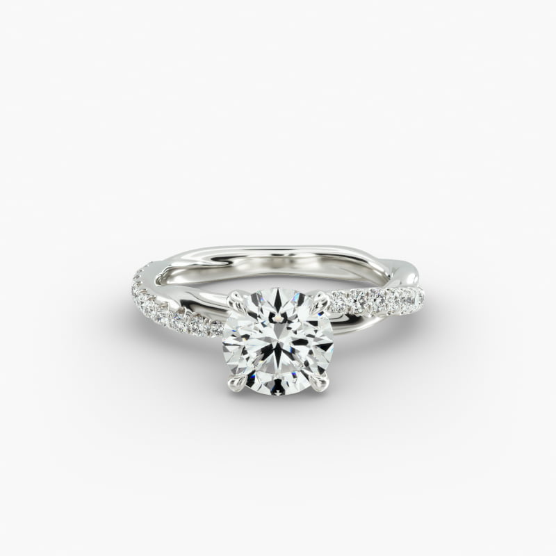14K White Gold Pavé Rope Engagement Ring