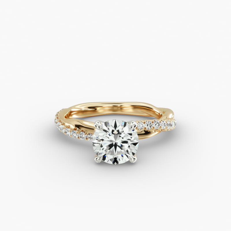 14K Yellow Gold Pavé Rope Engagement Ring