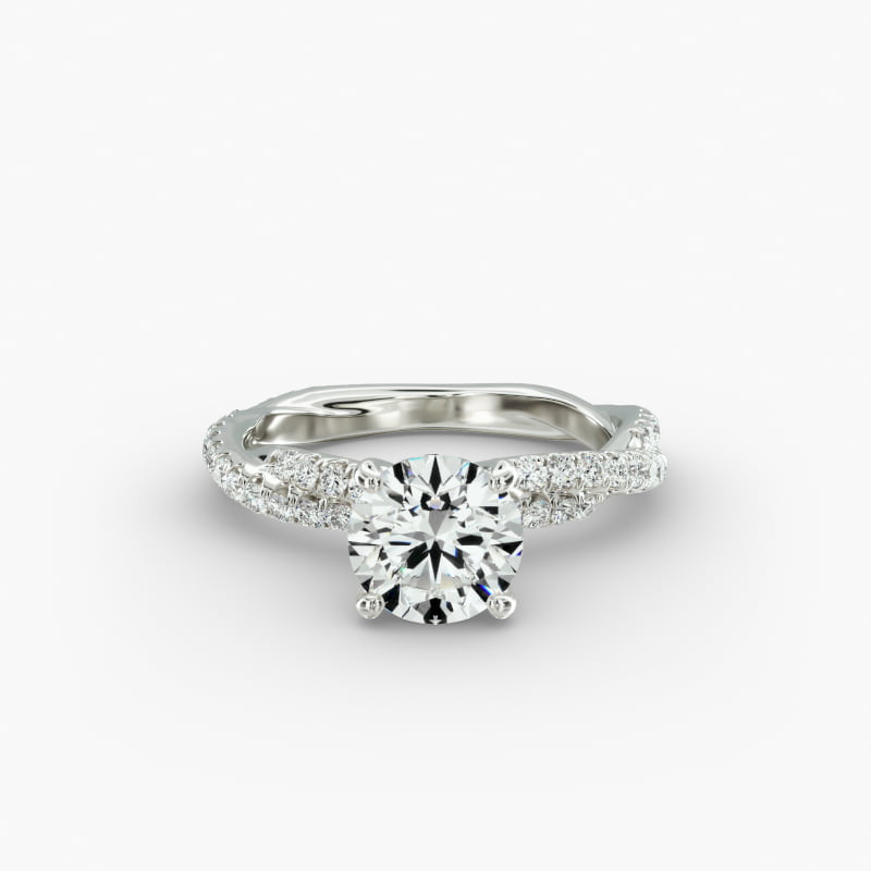 14K White Gold Pavé Twist Diamond Engagement Ring