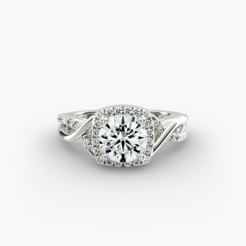 14K White Gold Infinity Halo Engagement Ring