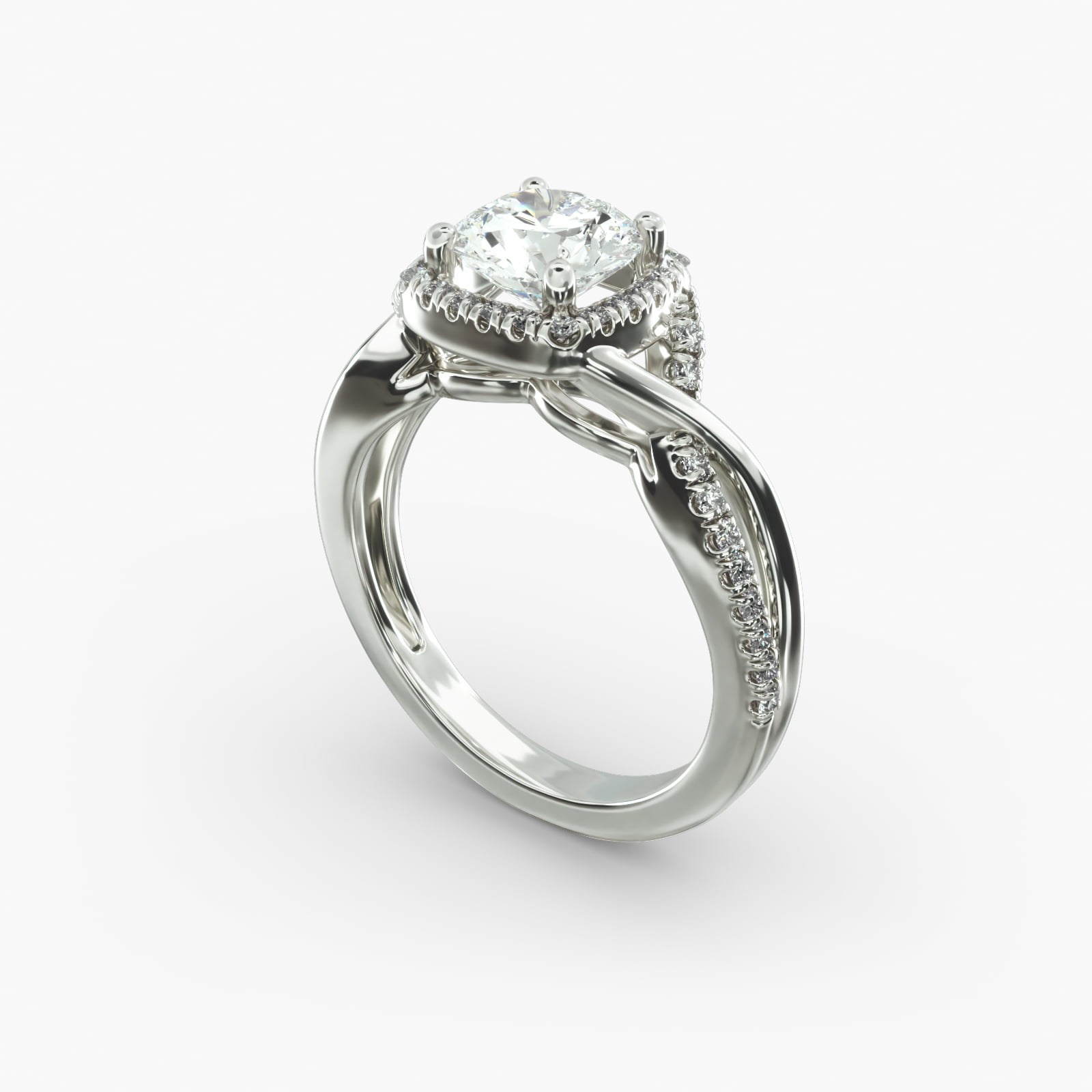 14K White Gold Infinity Halo Engagement Ring-17538w14