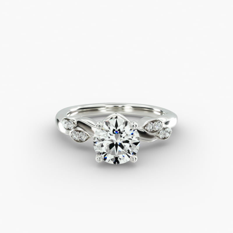 14K White Gold Twisted Vine Engagement Ring