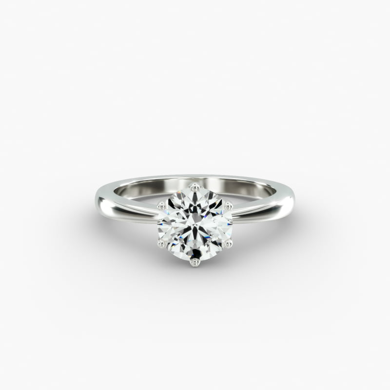 Crown Solitaire Engagement Ring In 14K White Gold