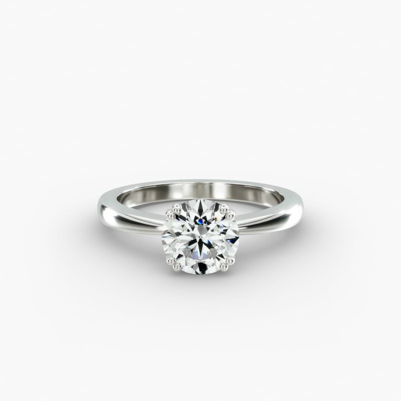 Split Prong Solitaire Engagement Ring In 14K White Gold