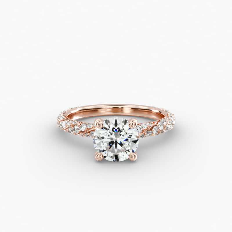 14K Rose Gold Twisted Pavé Engagement Ring