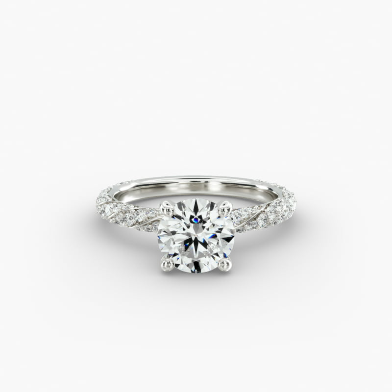 14K White Gold Twisted Pavé Engagement Ring