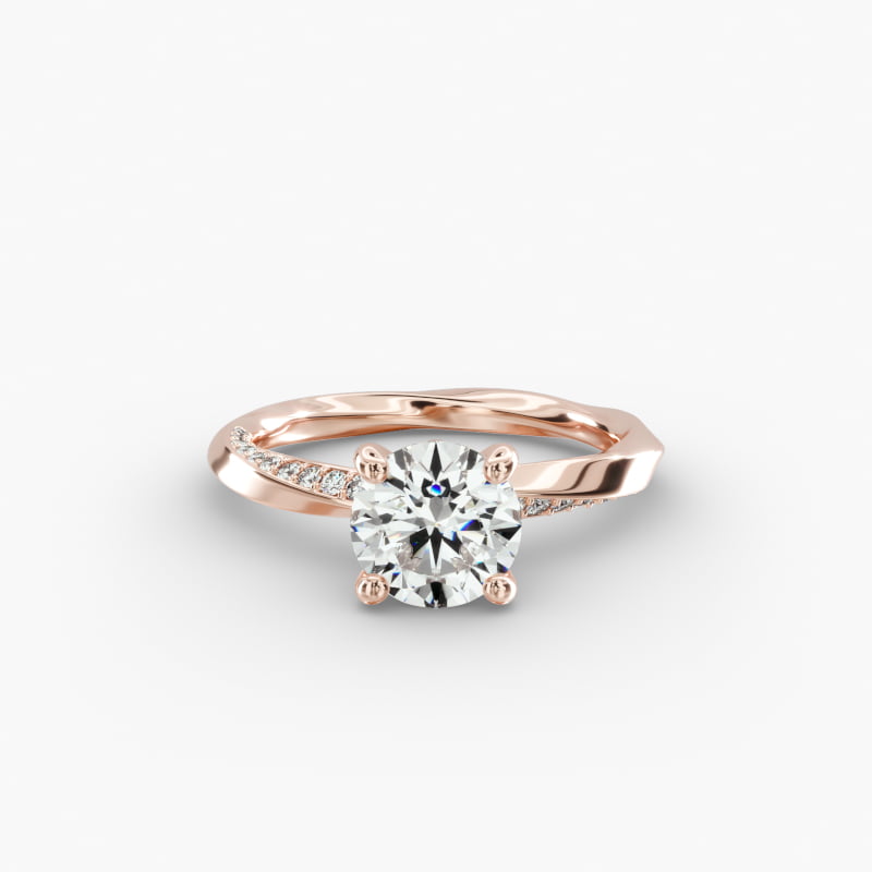 14K Rose Gold Helix Pavé Engagement Ring